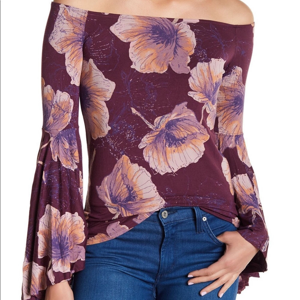 Free People Birds of Paradise bell sleeve top